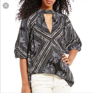 NWT FREE PEOPLE WALKING ON A DREAM CHOKER NECK V-KEYHOLE TOP Boho Indie Festival